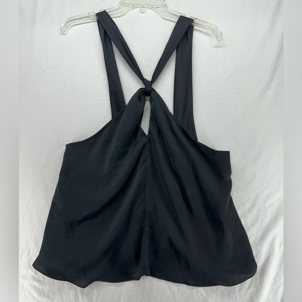 Lush Front Cross Over Keyhole Black Tank Top Size M